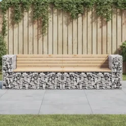 vidaXL - Tuinbank schanskorfontwerp - Massief grenenhout - 244x71x65,5 cm