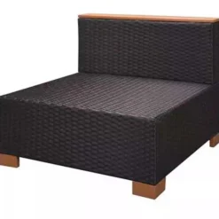 vidaXL - Tuinbank Set - Zwart - Poly rattan
