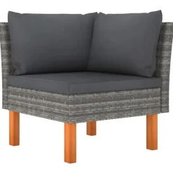 vidaXL - Tuinbank 3-sits - Grijs - Rattan - Met kussens