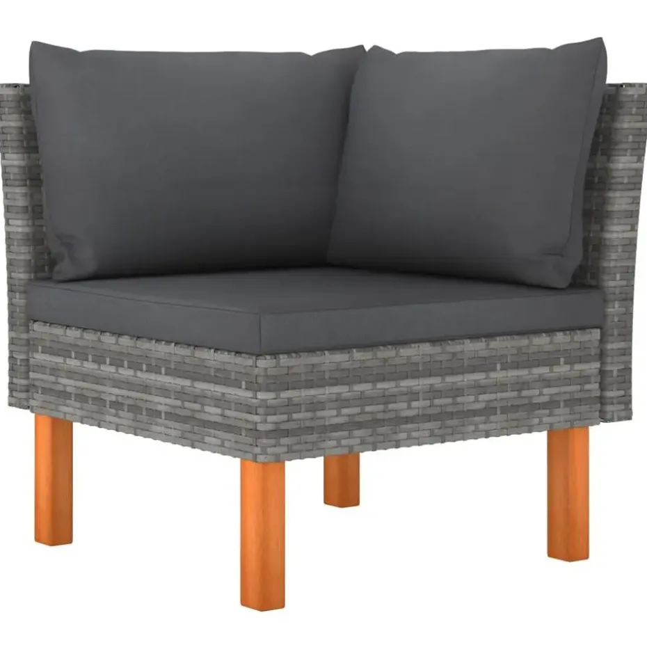 vidaXL - Tuinbank 4-sits - Grijs - Poly rattan -Met kussens
