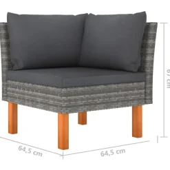 vidaXL - Tuinbank 4-sits - Grijs - Poly rattan -Met kussens
