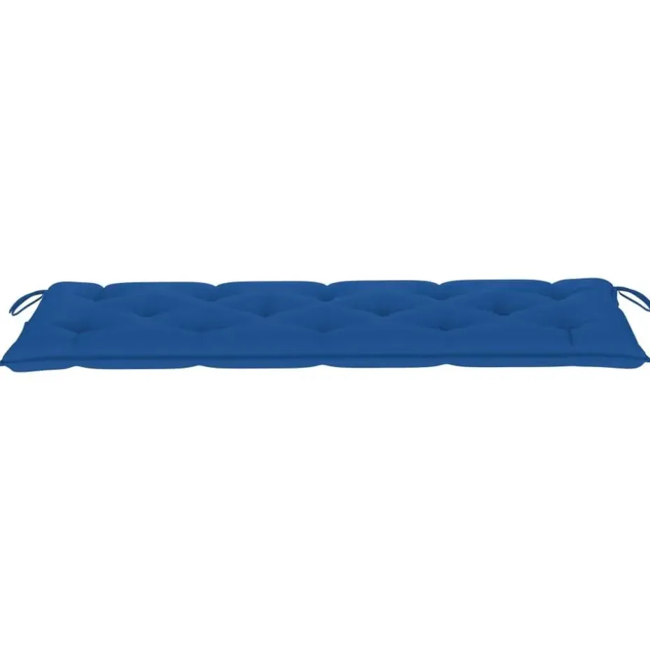 vidaXL - Tuinbank stapelbaar met blauw kussen - Teakhout - 159x57.5x90 cm