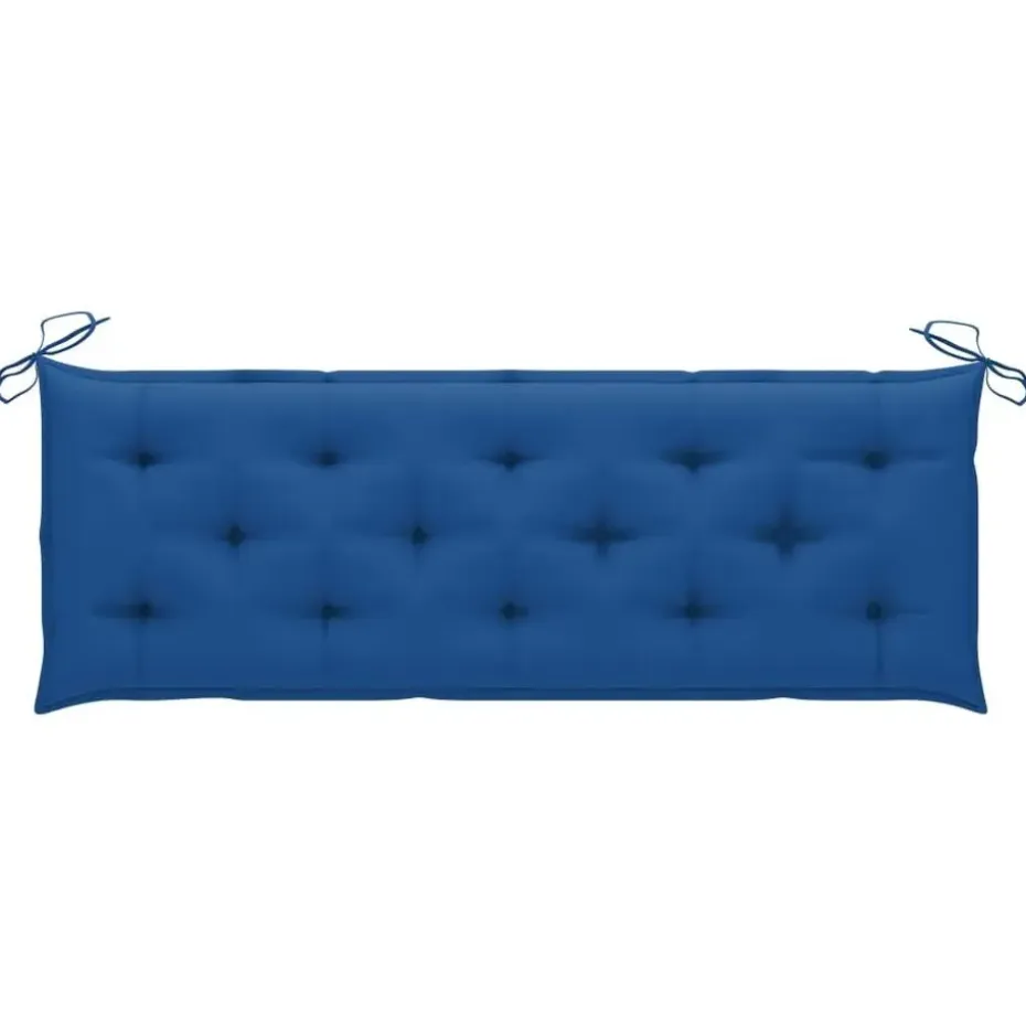 vidaXL - Tuinbank stapelbaar met blauw kussen - Teakhout - 159x57.5x90 cm