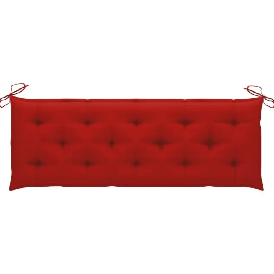 vidaXL - Tuinbank stapelbaar met rood kussen - Teakhout - 159x57.5x90 cm