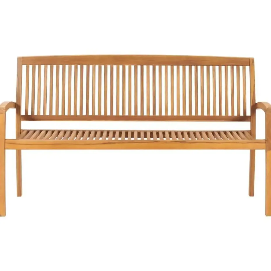 vidaXL - Tuinbank stapelbaar met rood kussen - Teakhout - 159x57.5x90 cm
