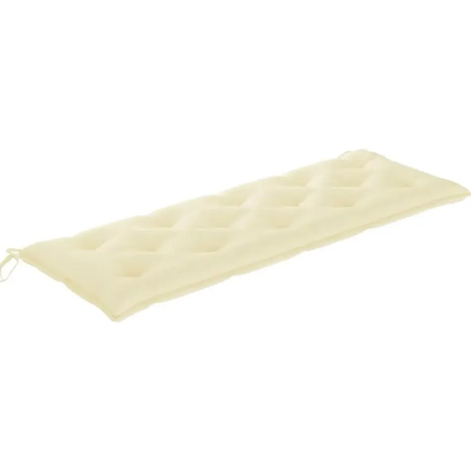 vidaXL - Tuinbank stapelbaar met crème kussen - Teakhout - 159x57.5x90 cm