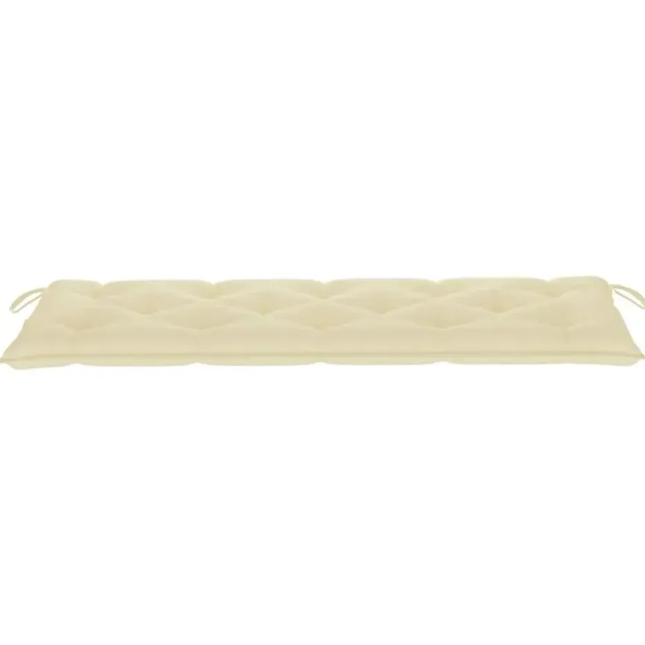 vidaXL - Tuinbank stapelbaar met crème kussen - Teakhout - 159x57.5x90 cm