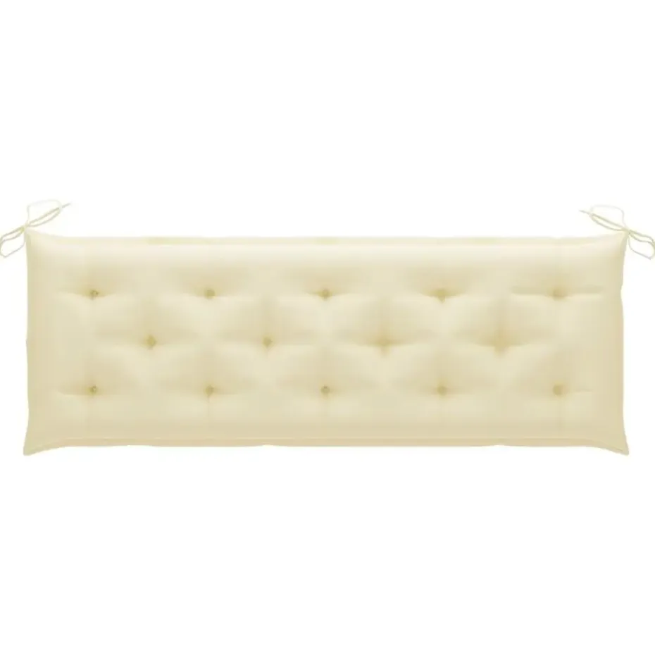 vidaXL - Tuinbank stapelbaar met crème kussen - Teakhout - 159x57.5x90 cm
