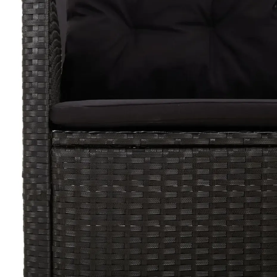 vidaXL - Tuinbank Verstelbare met kussens - Zwart - poly rattan - 173x62x95 cm