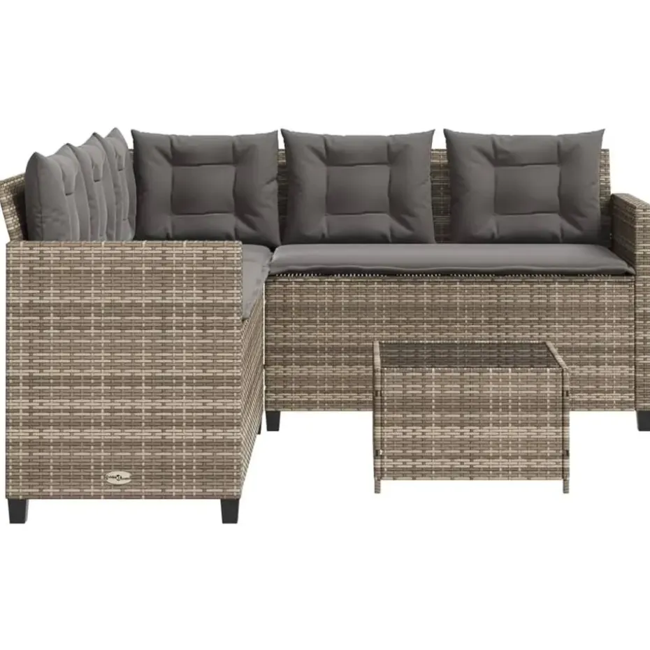 vidaXL - tuinbank voor 5 met kussens grijs poly rattan 3 stuks