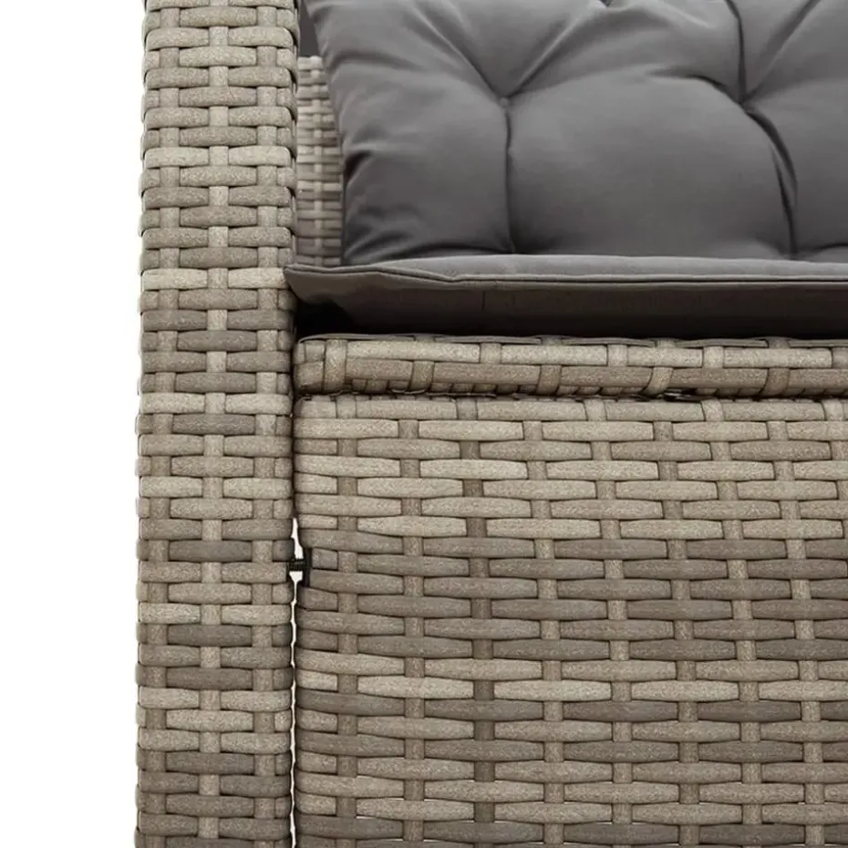 vidaXL - tuinbank voor 5 met kussens grijs poly rattan 3 stuks