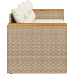 vidaXL - Tuinbank 3-zits - Beige - Poly rattan - Met kussens