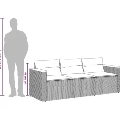 vidaXL - Tuinbank 3-zits - Beige - Poly rattan - Met kussens