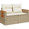 vidaXL - Tuinbank 2-zits - Beige - Poly rattan - Met kussens