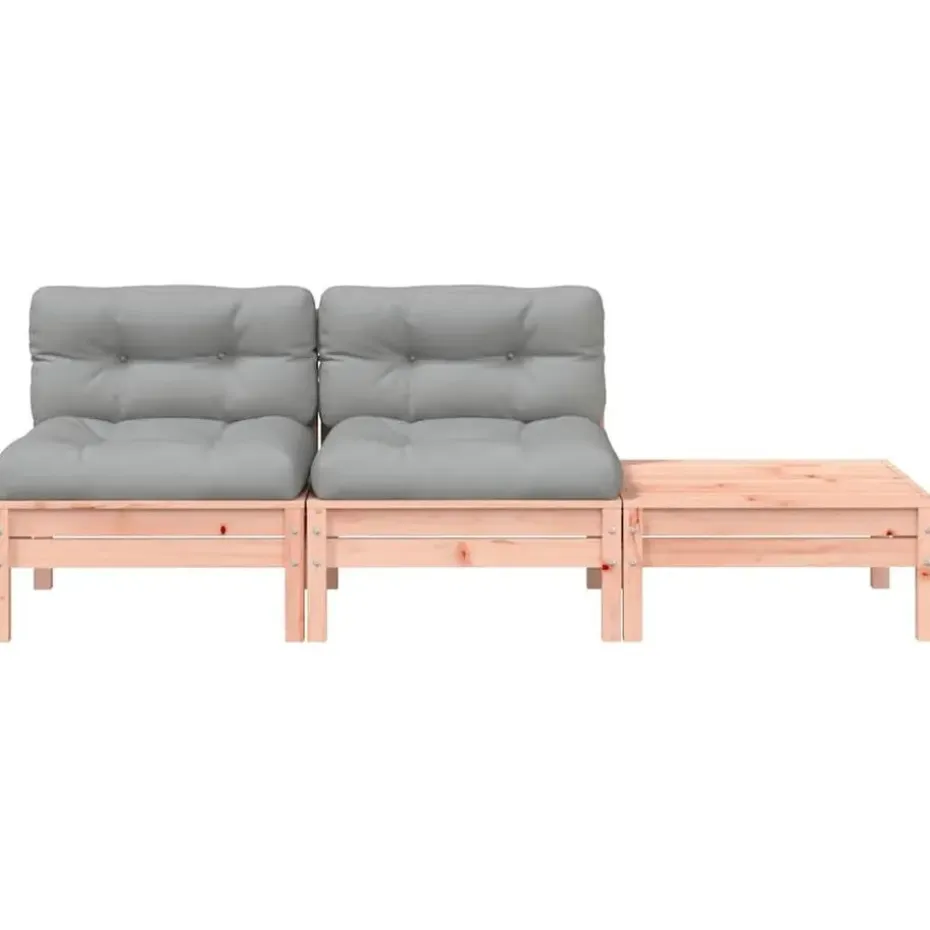 vidaXL - Tuinbank 2-zits - Bruin - Hout - Met kussens en voetenbank