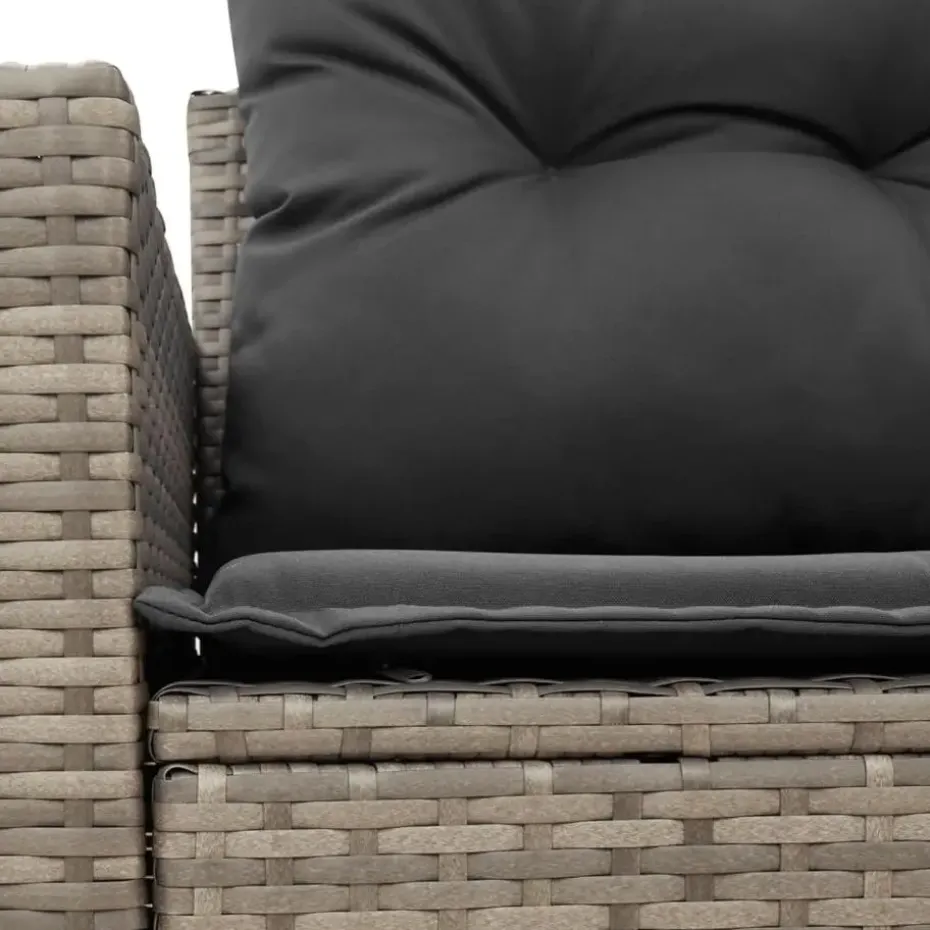 vidaXL - Tuinbank 2-zits - Grijs - Poly rattan - Met kussens