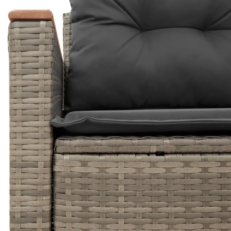 vidaXL - Tuinbank 2-zits - Grijs - Poly rattan - Met kussens