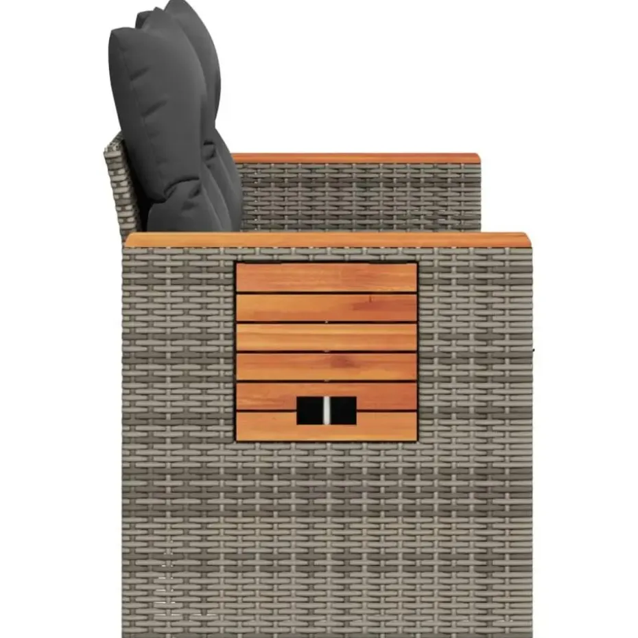 vidaXL - Tuinbank 2-zits - Grijs - Poly rattan - Met kussens