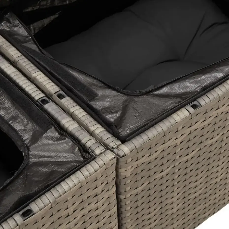 vidaXL - Tuinbank 2-zits - Grijs - Poly rattan - Met kussens