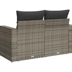 vidaXL - Tuinbank 2-zits - Grijs - Poly rattan - Met kussens