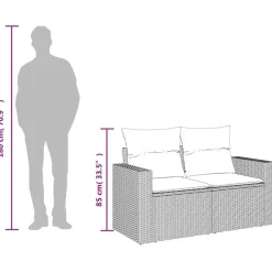 vidaXL - Tuinbank 2-zits - Grijs - Poly rattan - Met kussens