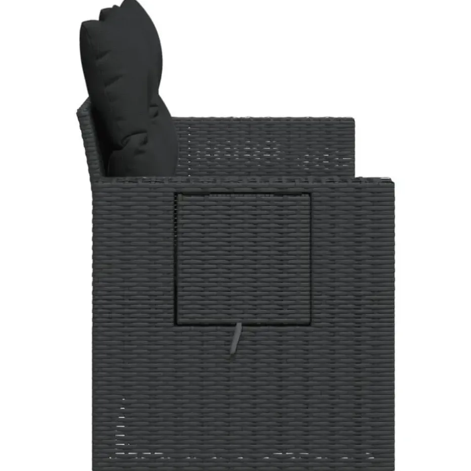 vidaXL - Tuinbank 2-zits - Zwart - Poly rattan - Met kussens
