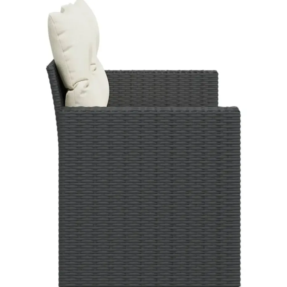 vidaXL - Tuinbank 2-zits - Zwart - Poly rattan - Met kussens
