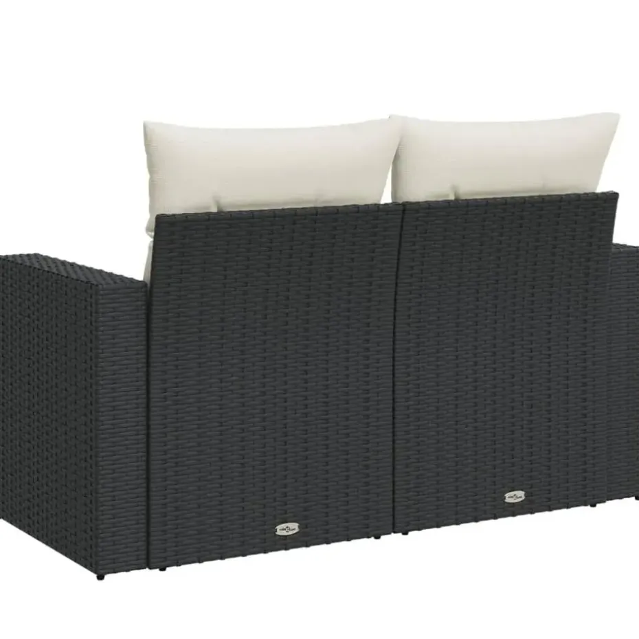 vidaXL - Tuinbank 2-zits - Zwart - Poly rattan - Met kussens