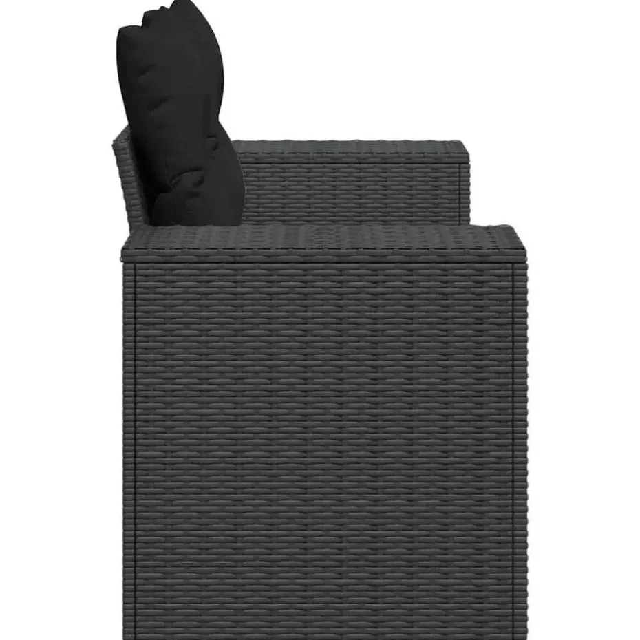vidaXL - Tuinbank 2-zits - Zwart - Poly rattan - Met kussens
