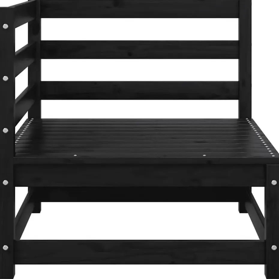 vidaXL - Tuinbank 2-zits - Zwart - Grenenhout - Met kussens