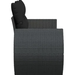 vidaXL - Tuinbank 2-zits - Zwart - Poly rattan - Met kussens