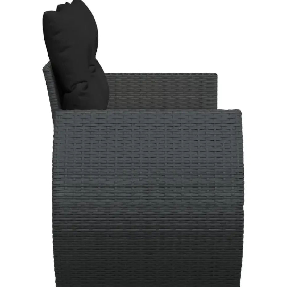 vidaXL - Tuinbank 2-zits - Zwart - Poly rattan - Met kussens