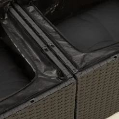 vidaXL - Tuinbank 2-zits - Zwart - Poly rattan - Met kussens