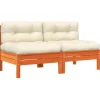 vidaXL - Tuinbank zonder armleuning - Bruin - Hout - 2 stuks - Met kussens