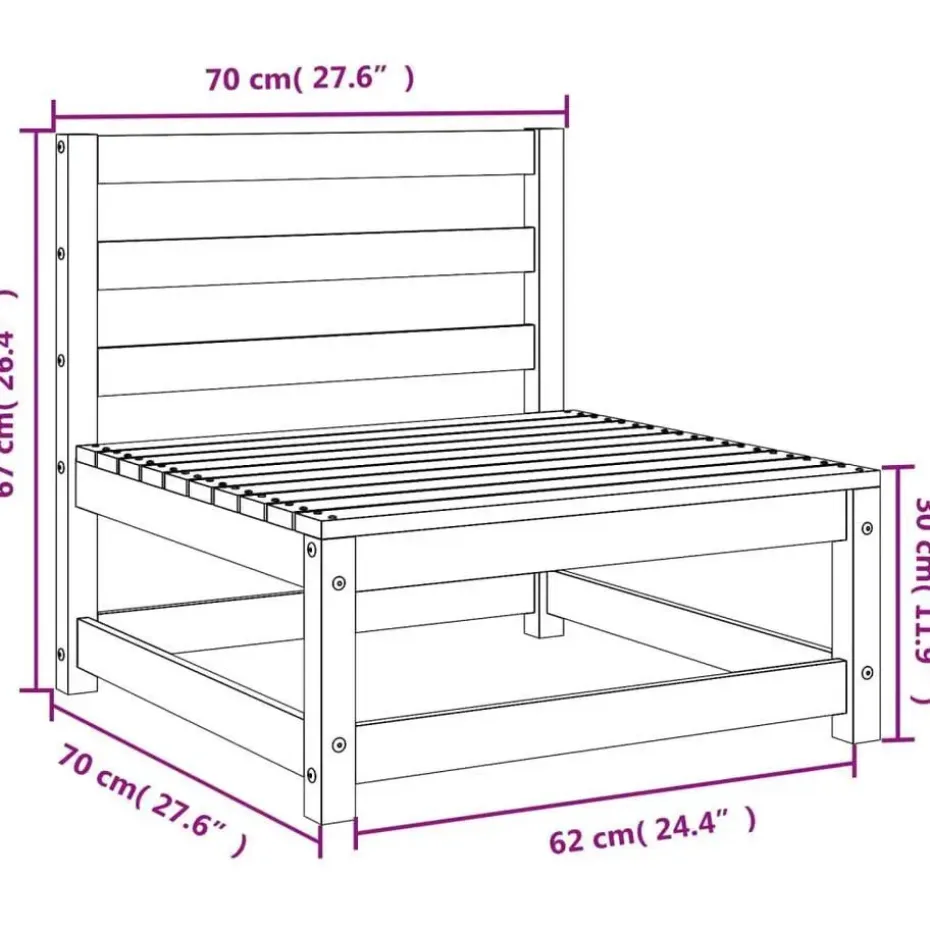 vidaXL - Tuinbank zonder armleuningen - Wit - Grenenhout - 70x70 67 cm