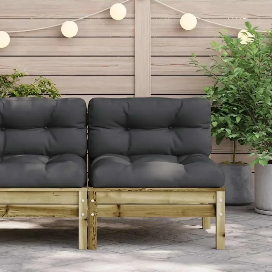 vidaXL - Tuinbank zonder armleuningen - Bruin - Hout - Met kussens