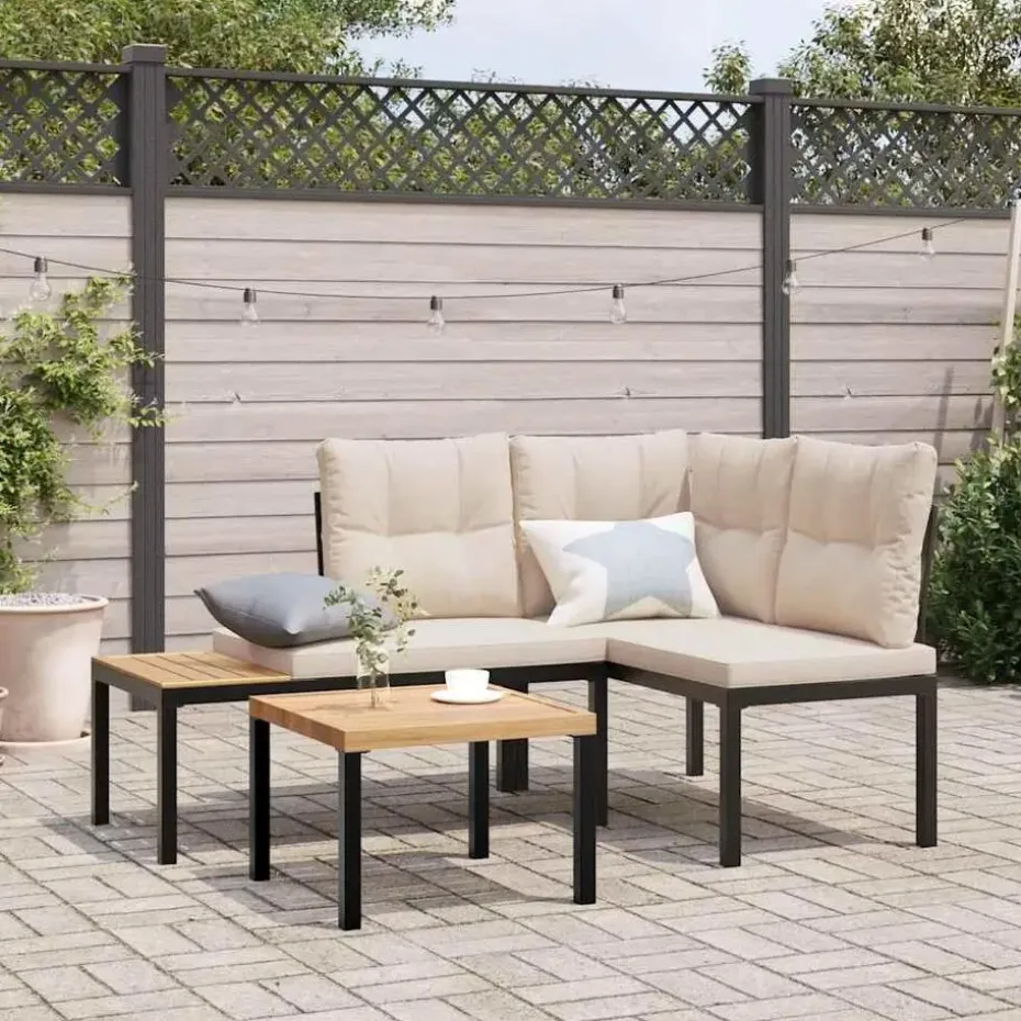 vidaXL - Tuinbanken met taupe kussens - Gepoedercoat staal - 2 stuks