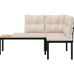 vidaXL - Tuinbanken met taupe kussens - Gepoedercoat staal - 2 stuks