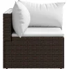 vidaXL - Tuinhoekbank - Bruin - Poly rattan - Met kussens