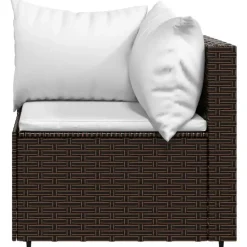 vidaXL - Tuinhoekbank - Bruin - Poly rattan - Met kussens