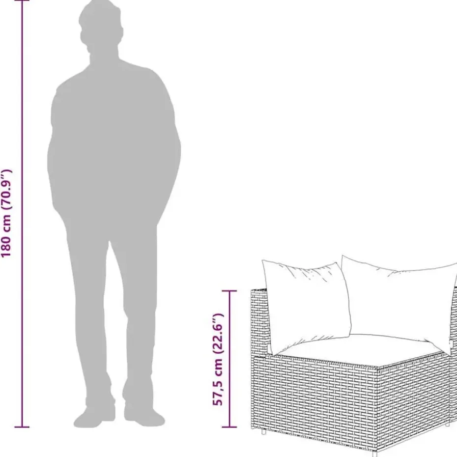 vidaXL - Tuinhoekbank - Bruin - Poly rattan - Met kussens