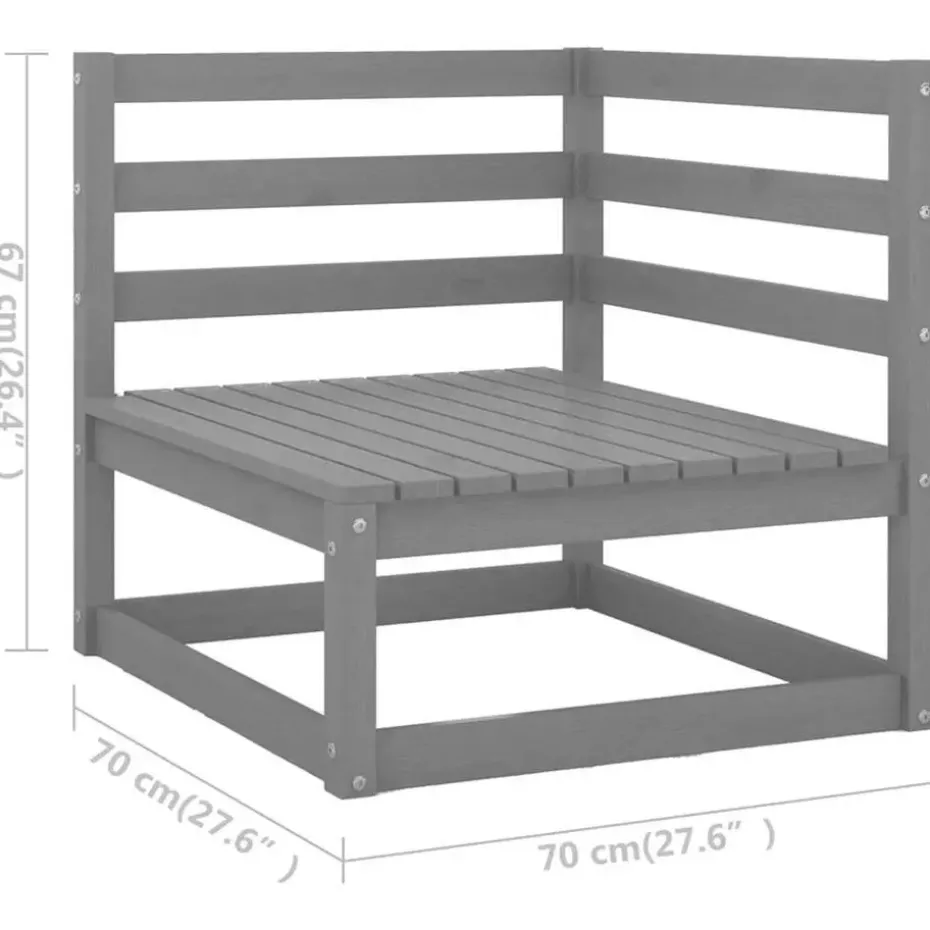 vidaXL - Tuinhoekbank - Grijs - Grenenhout - Met antracietkleurige kussens