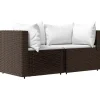 vidaXL - Tuinhoekbanken - Bruin - Poly rattan - Met kussens