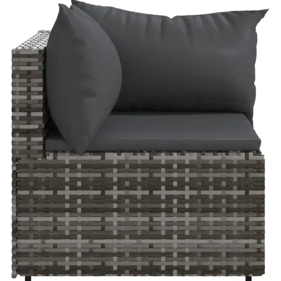 vidaXL - Tuinhoekbanken - Grijs - Poly rattan - 2 stuks - Met kussens