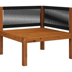 vidaXL - Tuinhoekbanken met kussens - Acaciahout & touw - 2 stuks