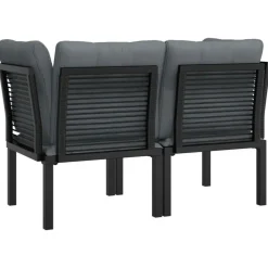 vidaXL - Tuinhoekstoelen - Zwart en grijs - Poly rattan - 2 stuks - Met kussens