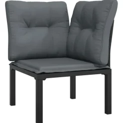 vidaXL - Tuinhoekstoelen - Zwart en grijs - Poly rattan - 2 stuks - Met kussens