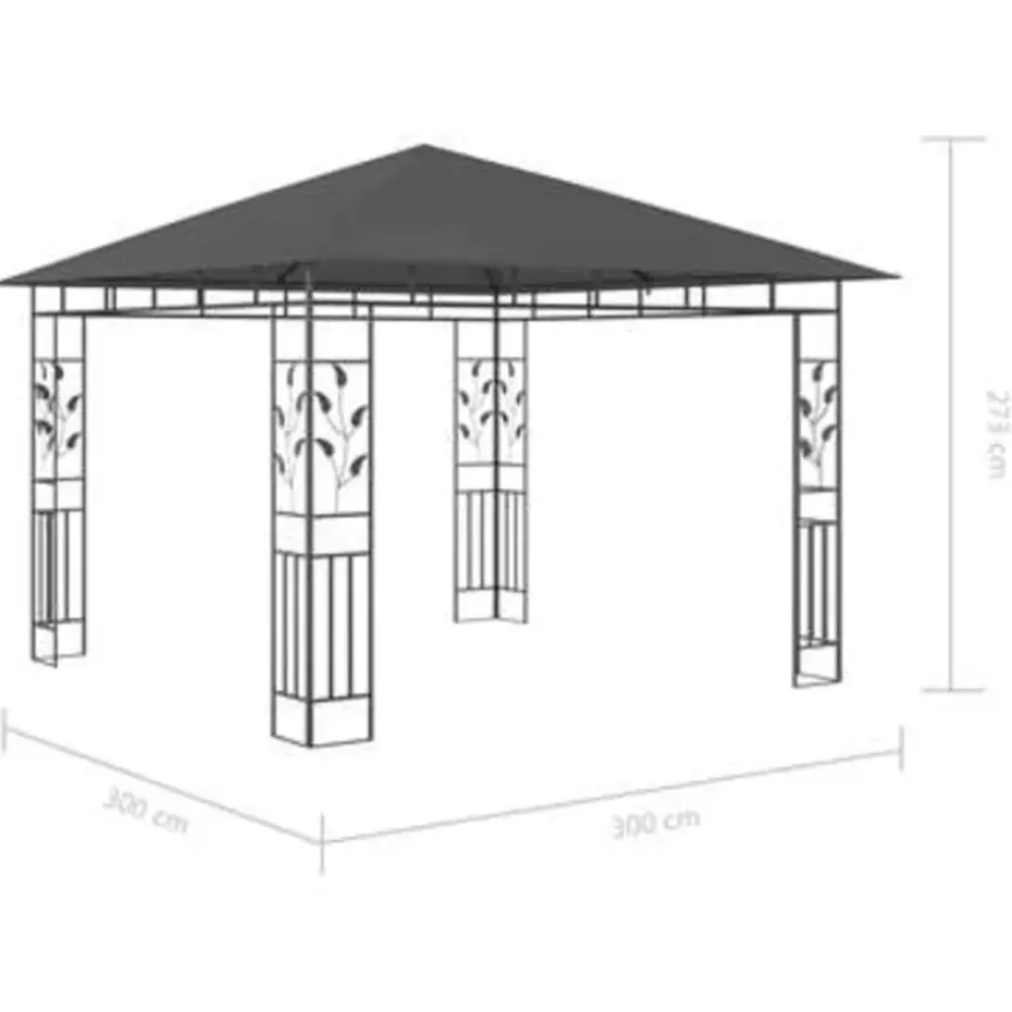 vidaXL - Tuinhuisje - Antraciet - Stof - 3 x 3 x 2.73 m