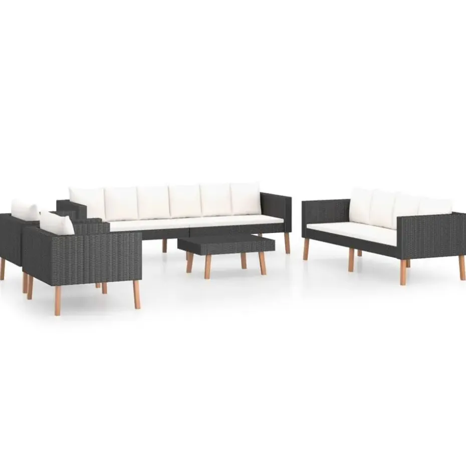 vidaXL - Tuinloungeset - Zwart - Poly rattan - 5 stuks - Met kussens