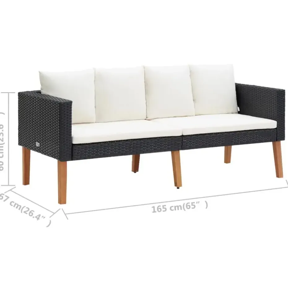 vidaXL - Tuinloungeset - Zwart - Poly rattan - 5 stuks - Met kussens